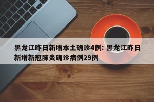 黑龙江昨日新增本土确诊4例: 黑龙江昨日新增新冠肺炎确诊病例29例