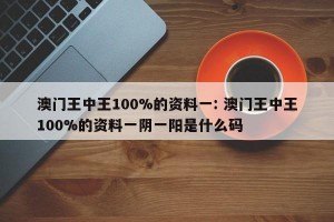 澳门王中王100%的资料一: 澳门王中王100%的资料一阴一阳是什么码